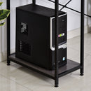 55 Inch Home Office Computer Desk Study Writing Workstation with Storage Shelves, Elevated Monitor Shelf, CPU Stand, Durable X-Shaped Construction, Grey Wood Grain