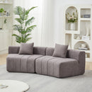 Curved Sectional Sofa With 2 Pillows For Living Room - Gray by HouseOfZazla