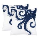 Octopus Patterned Pillow Cover With Matching Back - White by Unique Piece Furniture