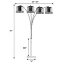 Marcos - Hanging Crystal Arc Tree Floor Lamp With Sculptural Frame - Black by HouseOfZazla