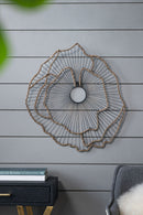 Metal Flowers Wall Decor, Transitional Wall Floral Sculpture For Foyer Porch Hallway Entrance (Set of 3) - Gold