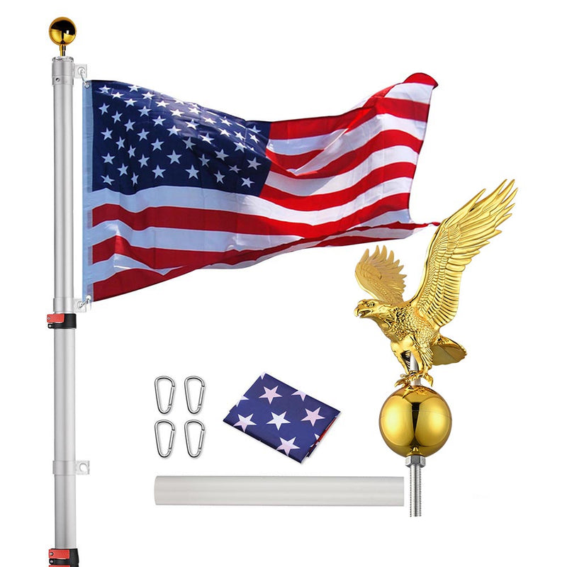 Yescom Telescopic Flag Pole and Flag Kit with Regal Eagle