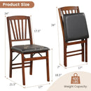 Set of 2 Folding Chairs with Padded Seat and Rubber Wood Frame-Brown by LJGDeals