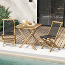2 Piece Indonesia Teak Patio Folding Chairs with Woven Rope Seat and Back for Porch Backyard Poolside by DirectDeals