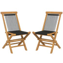 2 Piece Indonesia Teak Patio Folding Chairs with Woven Rope Seat and Back for Porch Backyard Poolside by LJGDeals