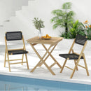 Set of 2 Folding Chairs Indonesia Teak Wood Dining Chairs with Woven Rope Seat and Back by LJGDeals