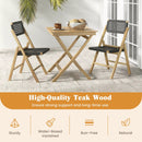 Set of 2 Folding Chairs Indonesia Teak Wood Dining Chairs with Woven Rope Seat and Back by LJGDeals