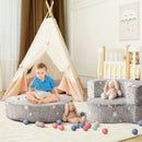 2-in-1 Toddler Chair Glow in the Dark Kids Couch with Cover Convertible Sofa-Gray by LJGDeals