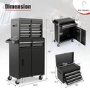 2-in-1 Tool Chest and Cabinet with 5 Sliding Drawers-Black by LJGDeals