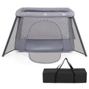 2-in-1 Portable Baby Playpen with Safety Enclosure and Padded Mattress-Dark Gray by LJGDeals