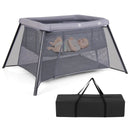 2-in-1 Portable Baby Playpen with Safety Enclosure and Padded Mattress-Dark Gray by LJGDeals