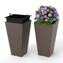 Set of 2 Square Taper Planter with Removable Inner Bucket and Optional Drainage Hole by LJGDeals