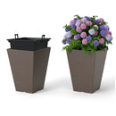 Set of 2 Square Taper Planter with Removable Inner Bucket and Optional Drainage Hole by LJGDeals