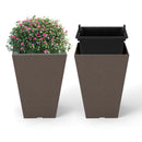 Set of 2 Square Taper Planter with Removable Inner Bucket and Optional Drainage Hole