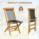 2 Piece Indonesia Teak Patio Folding Chairs with Woven Rope Seat and Back for Porch Backyard Poolside by LJGDeals