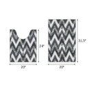 Chevron Design 2 Piece Bathroom Rugs Set | Gray