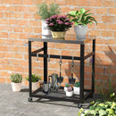 2-Tier Stainless Steel Grill Cart with 4 Hooks and Wheels BBQ Table-Black by LJGDeals