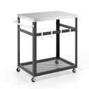 2-Tier Stainless Steel Grill Cart with 4 Hooks and Wheels BBQ Table-Black by LJGDeals