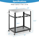 2-Tier Stainless Steel Grill Cart with 4 Hooks and Wheels BBQ Table-Black