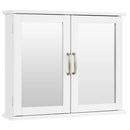 2-Tier Bathroom Wall-Mounted Mirror Storage Cabinet with Handles-White by LJGDeals