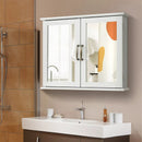 2-Tier Bathroom Wall-Mounted Mirror Storage Cabinet with Handles-White by LJGDeals