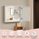 2-Tier Bathroom Wall-Mounted Mirror Storage Cabinet with Handles-White by LJGDeals
