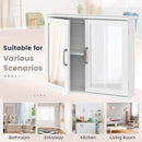 2-Tier Bathroom Wall-Mounted Mirror Storage Cabinet with Handles-White by LJGDeals