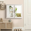 2-Tier Bathroom Wall-Mounted Mirror Storage Cabinet with Handles-White by LJGDeals