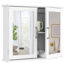 2-Tier Bathroom Wall-Mounted Mirror Storage Cabinet with Handles-White by LJGDeals