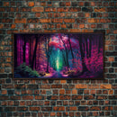 The Secret Grove, Fantasy Art, Pop Art Forest Landscape, Framed Canvas Print, Colorful Forest Painting, Living Room Art
