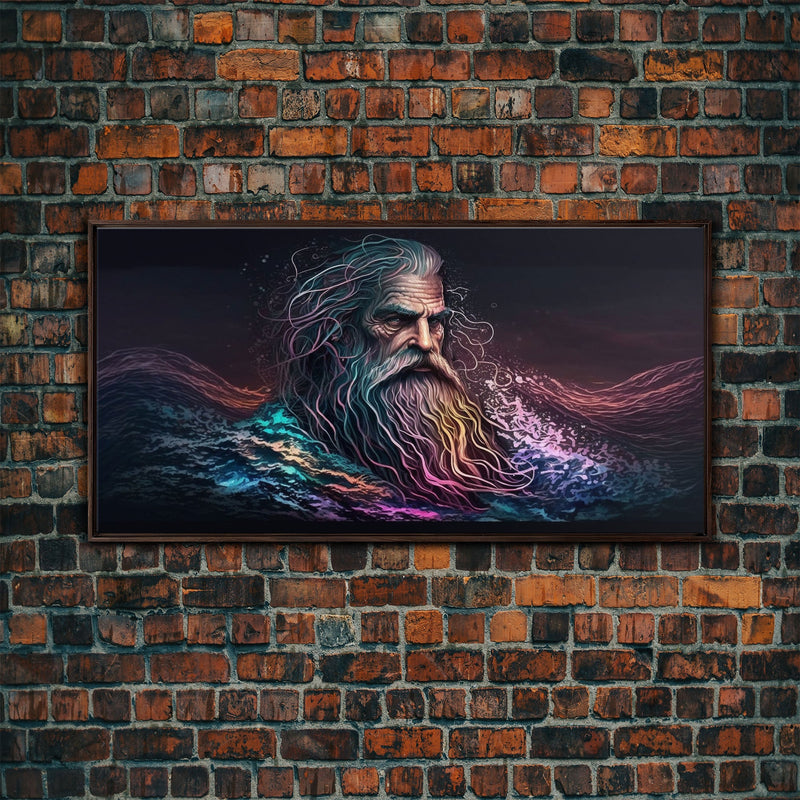 Aegir, God Of The Sea, Framed Canvas Print, Norse Mythology, Norse Art, Living Room Wall Art