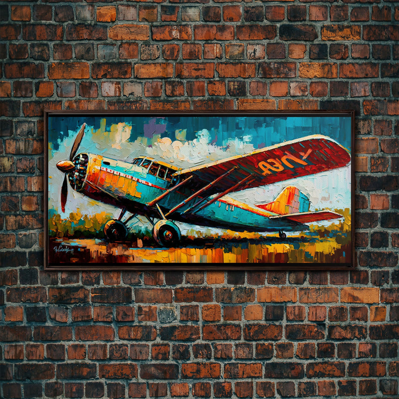 Aeroplane Art, Antique Airplane Painting Canvas Print, Framed Canvas Art, Above Sofa Art, Gift for RC Plane Pilot