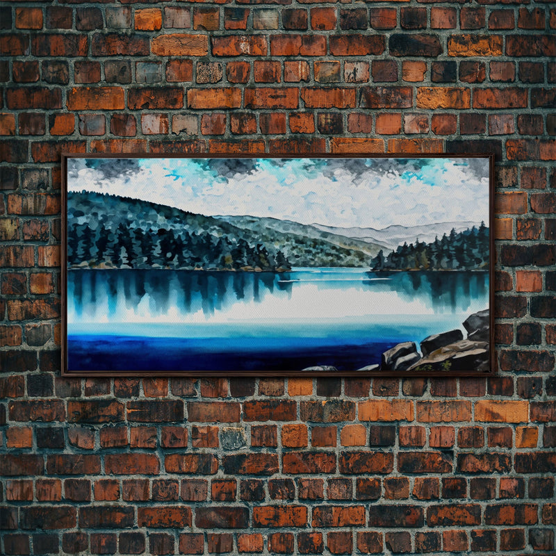 Blue Lake Art | Framed Canvas Print | Blue Lake Painting | Oregon Lake House Decor | Guest Room Landscape Painting | Diamond Lake Painting