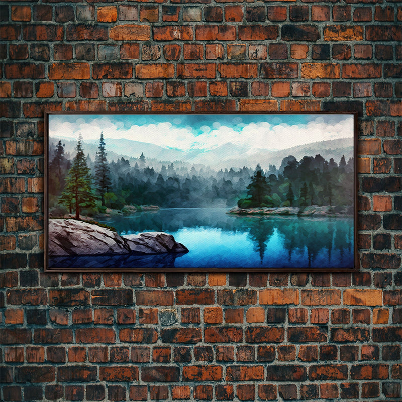 Blue Lake Art | Framed Canvas Print | Blue Lake Painting | Oregon Lake House Decor | Guest Room Landscape Painting | Trillium Lake Painting