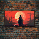 Mysterious Samurai and Blood Moon Print on Canvas, Framed Canvas Print, Modern Wall Art, Canvas Wall Set , Extra Large Wall Art, Warrior Art