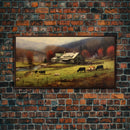 Farm Wall Decor, Country Wall Decor, Farm Animals Wall Decor, Fall Wall Art, Panoramic Wall Decor, Canvas Print, Wall Art, Framed Canvas Art