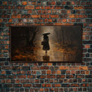 Witch Walking In The Rain, Witch Print, Framed Canvas or Poster, Victorian Oil Painting, Dark Academia, Witchcraft Decor, Witchy Art