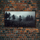 Creepy Haunted Cemetery, Spooky Halloween Art, Graveyard, ready to hang canvas print wall art, Black And White Art, Halloween Decor