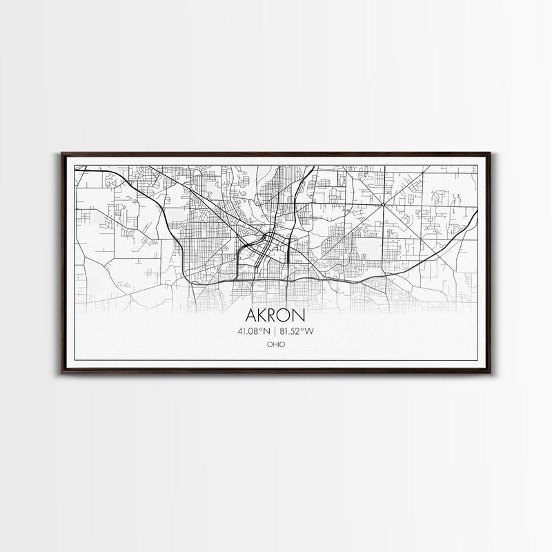 Akron Street Map, Ohio Map, Map Print, Modern Art, Wall Art, Canvas Print, Wall Hanging, Office Wall DÃ©cor, Couples Gift, City Map Canvas