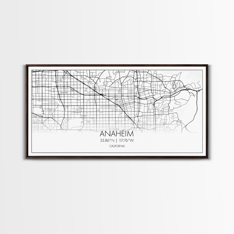 Anaheim Street Map, California Map, Map Print, Modern Art, Wall Art, Canvas Print, Room DÃ©cor Aesthetic, Indie Room DÃ©cor, Wall Prints