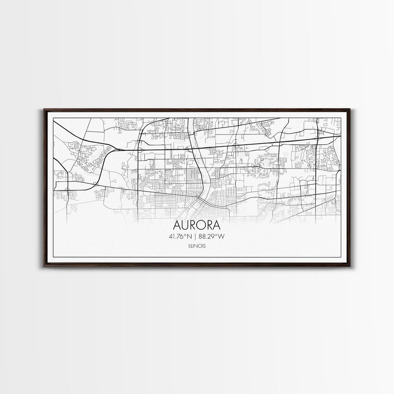 Aurora Street Map, Illinois Map, Map Print, Modern Art, Wall Art, Canvas Print, Room DÃ©cor For Teens, Cool Wall Art, Fun Gift, Classroom Art