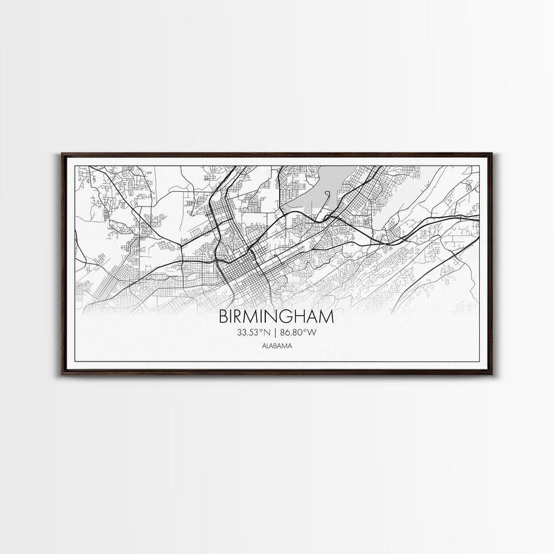 Birmingham Street Map, Alabama Map, Map Print, Modern Art, Wall Art, Canvas Print, Hometown Gifts, Entryway DÃ©cor, Farmhouse Wall Art