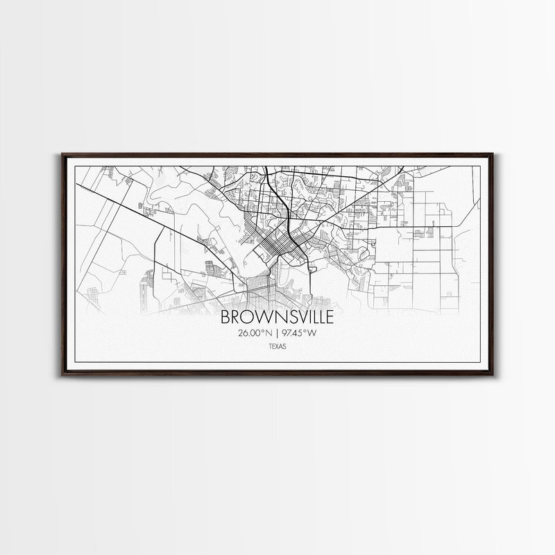 Brownsville Street Map, Texas Map, Map Print, Modern Art, Wall Art, Canvas Art, Realtor Closing Gift, Wall DÃ©cor Over The Bed, Couples Gift