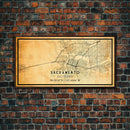 Vintage Sacramento map print poster or framed canvas | Sacramento city map print poster canvas | Sacramento, California print poster canvas