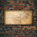 Austin Map Print Canvas or Poster, Texas Map Art, Texas Map Print, Vintage Austin Texas Map Framed Art, Retro / Distressed Office Art