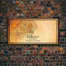 Milwaukee Wisconsin Street Map Wall Art, Framed Canvas Print, Wisconsin Map Print Poster and Canvas, Milwaukee City Office Wall Art
