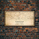 Birmingham UK map print poster or framed canvas, England map print poster canvas, UK city map print poster canvas, Vintage Travel Art