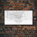 Greensboro City Map, North Carolina Map, Map Art, Minimalist Art, Wall Art, Canvas Art, Cabin Wall Art, Living Room Wall Art, New Home Gift