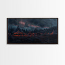 Spooky Haunted Carnival, Framed Canvas Print, Dark Academia Wood Framed Art, Halloween Decor, Spooky Vibes