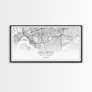 San Diego City Map, California Art, Map Print, Modern Wall Art, Wall Art, Canvas Art, Home Décor Prints, Friendship Gift, Horizontal Art